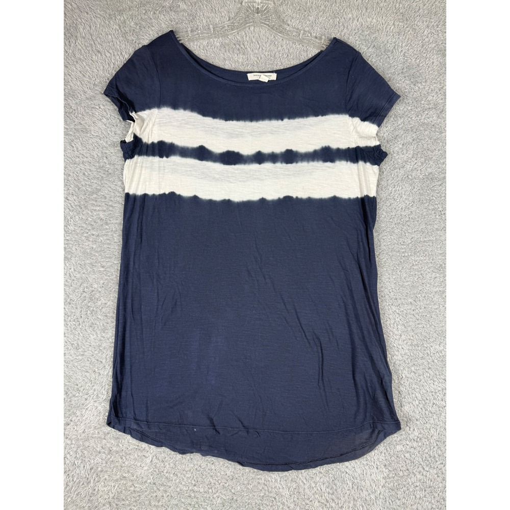 BeachLunchLounge Tie Dye Top Womens M Navy Blue Good Cap Sleeve Cotton Shirt